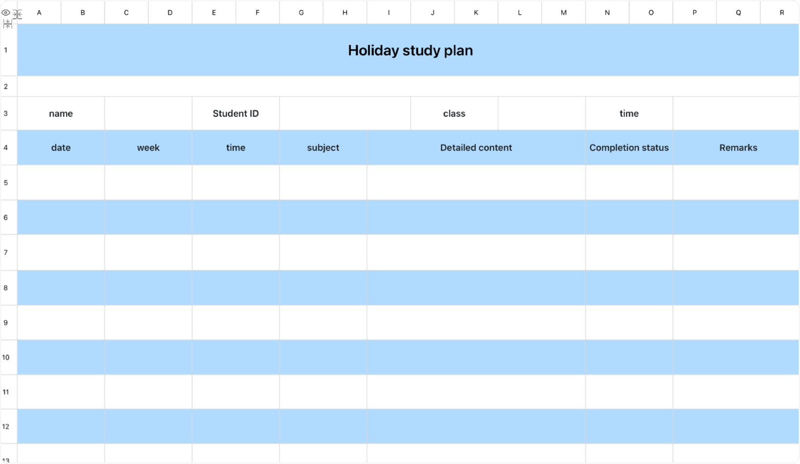 Holiday study plan 1